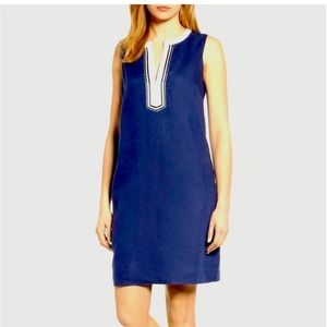 Tommy Bahama Two Palms Embellished Linen Shift Dress - Navy XL new